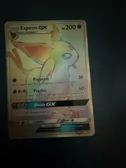 2017 Pokemon TCG Sun & Moon Espeon GX Rainbow Secret Rare Card 152/149 NM - Image 1