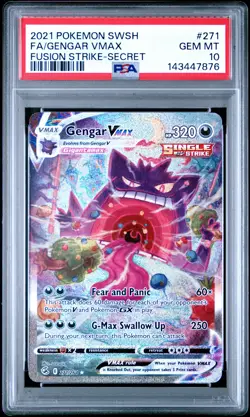 2021 POKEMON SWORD & SHIELD FUSION STRIKE SECRET FULL ART/GENGAR VMAX PSA 10 - Image 1