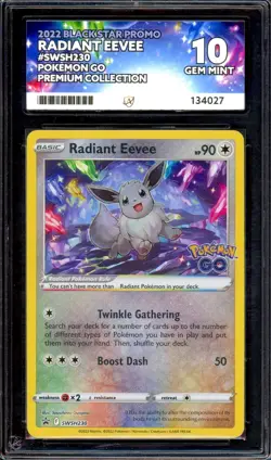 ACE 10 Radiant Eevee SWSH230 Promo Holo Pokemon GO Premium Shining GEM MINT PSA - Image 1