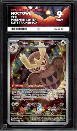 ACE 9 Pokemon Center Noctowl 141 ETB Promo Elite Trainer Box Stellar Crown PSA - Image 1