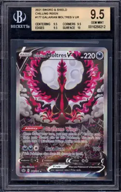 BGS 9.5 Galarian Moltres V 177/198 Chilling Reign Alternate Alt Art Pokemon PSA - Image 1