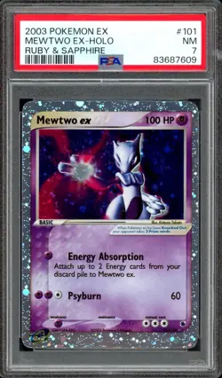 PSA 7 Mewtwo ex 101/109 Ruby Sapphire E Series 2003 Holo Pokemon Near Mint - Image 1