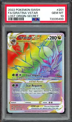 PSA 10 Giratina VSTAR 201/196 Lost Origin Rainbow Full Art Pokemon Sword Shield - Image 1