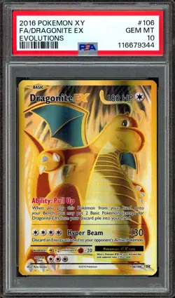 PSA 10 Dragonite EX 106/108 Full Art XY Evolutions Pokemon 2016 Pokemon Mint - Image 1