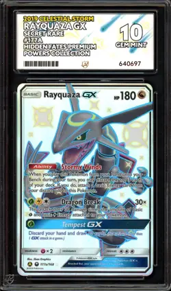 ACE 10 Rayquaza GX 177a/168 Hidden Fates Shining Premium Powers Pokemon Mint PSA - Image 1