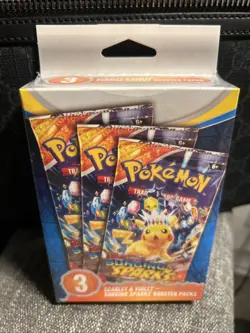 Pokemon Scarlet & Violet Surging Sparks Hanger Box - 3x Booster Packs Sealed New - Image 1