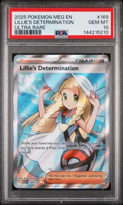 2025 Pokemon Mega Evolution Base #169 FA Lillie's Determination PSA 10 Gem Mint - Image 1