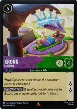 63/204 KRONK LAID BACK EN7 RARE DISNEY LORCANA CARD - Image 1