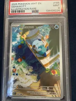 Pokemon TCG Oshawott Illustration Rare White Flare Psa Mint 9 105/086 - Image 1
