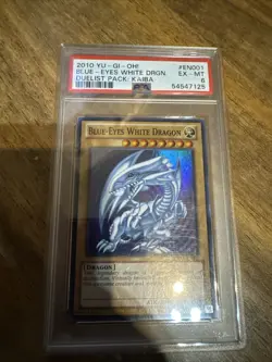 2010 Yugioh PSA 6 Blue-Eyes White Dragon DPKB-EN001 Super Rare Card - Image 1