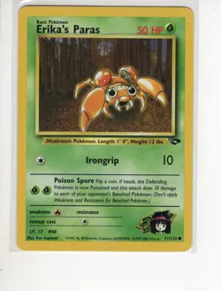 ERIKA'S PARAS GYM CHALLENGE SET POKEMON CARD 71/132 LP - Image 1