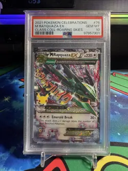 Pokemon TCG M Rayquaza EX 76/108 PSA 10 Celebrations Holo Card Roaring Skies - Image 1