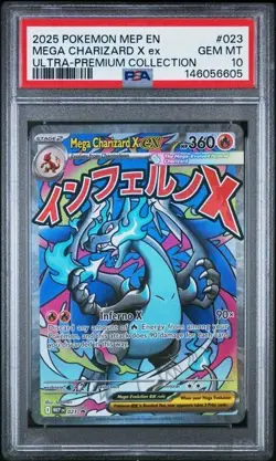 Mega Charizard X EX 023 UPC PSA 10 2025 Pokemon Mega Black Star Promo Phantasmal - Image 1
