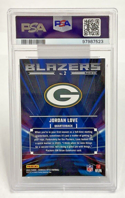 2023 Donruss Optic Jordan Love Blazers #2 PSA 10 Packers - Image 2