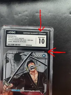 2022 One Piece JP Prem. Coll. 25th Anniv. OP01-001 Roronoa Zoro Manga Alt CGC 10 - Image 4