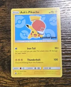 Ash's Pikachu SM114 - I Choose You Stamped Black Star Promo Pokemon TCG Card - Image 1