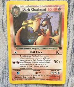 Pokemon TCG Dark Charizard 4/82 Team Rocket Holo Rare Unlimited Card w/crease - Image 1