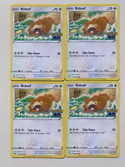 Pokemon - Bidoof x 4 059/078 NM - Pokemon Go - Plus Free Holographic Card - Image 1