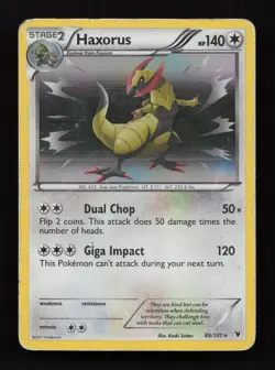 Haxorus 88/101 Holo Rare Noble Victories Pokemon DAMAGED - Image 1