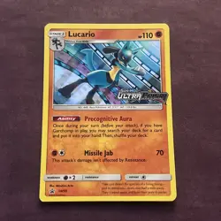 Pokemon TCG Lucario Sun & Moon Ultra Prism Stamped Prerelease Promo SM95 Holo - Image 1