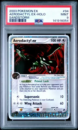 2003 POKEMON EX SANDSTORM #94 AERODACTYL EX-HOLO PSA 9 - Image 1
