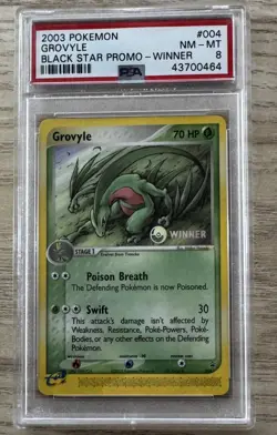 2003 POKEMON BLACK STAR PROMO WINNER #004 GROVYLE PSA 8 - POP 23 - Image 1