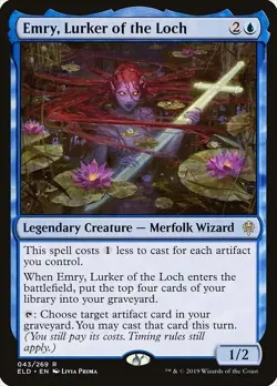 Emry, Lurker of the Loch 1x FOIL ELD MTG Throne of Eldraine Rare MINT blue - Image 1