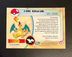 1999 Topps Pokemon Blue Logo TV Animation Edition Glurak #06 - Image 2
