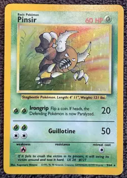 Wizards of the Coast Pokemon Pinsir Jungle Holo Rare 9/64 English 1999 60HP - Image 1