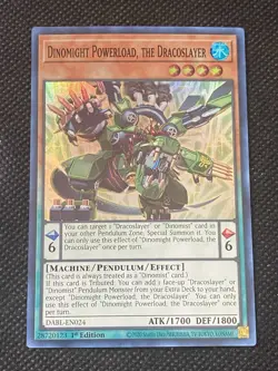 YuGiOh! - Dinomight Powerload, the Dracoslayer DABL-EN024 Super Rare 1st Ed NM - Image 1