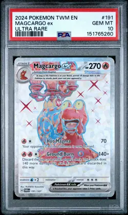 2024 POKEMON TWM EN-TWILIGHT MASQUERADE ULTRA RARE #191 MAGCARGO EX PSA 10 - Image 1