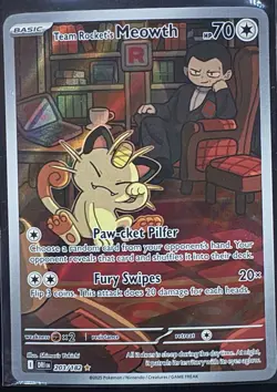 Pokemon TCG Team Rockets Meowth Card 203/182 Destined Rivals - Image 1