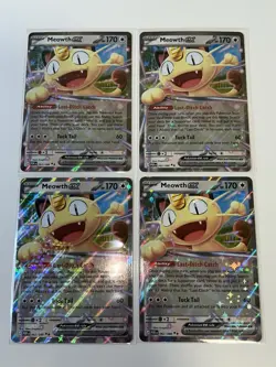 ✅ Four (4) Meowth ex 062/088 Pokemon Card Playset Perfect Order Full Art Holo DR - Image 1