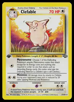 Pokemon Card - Clefable Jungle 17/64 Rare 1st Edition - Image 1
