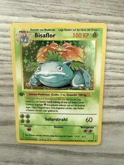 Pokemon Venusaur 1st Edition Holo Base Set German Bisaflor 15/102 WOTC 1999 Card - Image 1