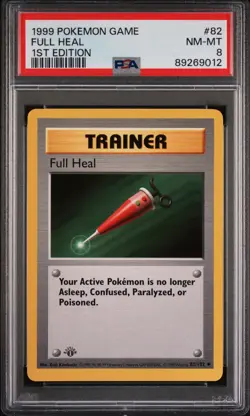 Pokemon Card Full Heal 82/102 1st Edition PSA 8 Shadowless Base Set - Image 1