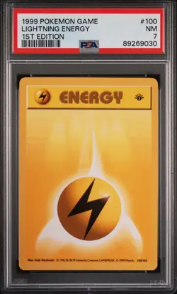 Pokemon Card Lightning Energy 100/102 1st Edition PSA 7 Shadowless Base Set - Image 1