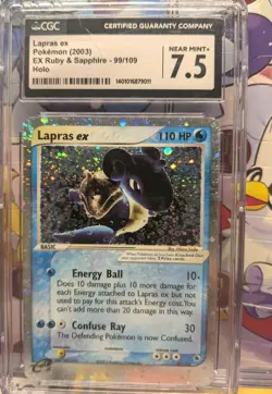 Lapras ex 99/109 Ruby and Sapphire Holo Rare Vintage Pokemon Card Graded CGC 7.5 - Image 1