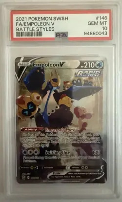 2021 POKEMON SWORD & SHIELD BATTLE STYLES #146 FULL ART/EMPOLEON V PSA 10 - Image 1