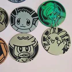 Nintendo Pokemon TCG Flip Coins Lot 12 Holofoil Embossed Pikachu Eevee Blastoise - Image 4