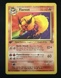 Pokemon Flareon 19/64 1st Edition Non-Holo - Jungle MP - Image 1