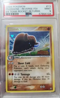 Pokemon Piloswine EX Team Rocket Returns Reverse Holo Rare #13 PSA 9 Mint - Image 1