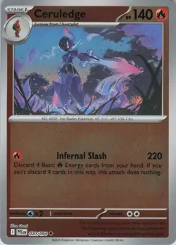 Ceruledge 020/094 Uncommon Phantasmal Flames Pokemon Reverse Holo Near Mint - Image 1