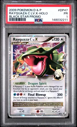 2009 POKEMON DIAMOND & PEARL BLACK STAR PROMO #DP47 RAYQUAZA C LV.X-HOLO PSA 1 - Image 1
