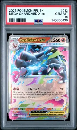 2025 POKEMON PFL EN-PHANTASMAL FLAMES #013 MEGA CHARIZARD X EX PSA 10 - Image 1