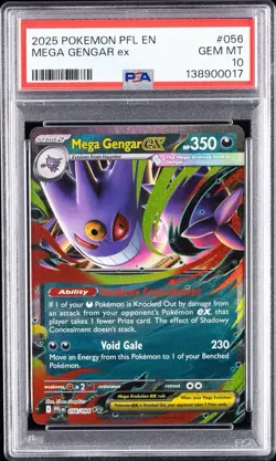 2025 POKEMON PFL EN-PHANTASMAL FLAMES #056 MEGA GENGAR EX PSA 10 - Image 1