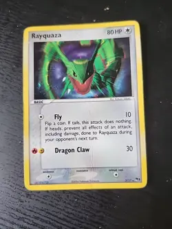 Pokemon TCG Rayquaza 2006 Pop Series 1 Cosmos Holo 3/17 HP/DAMAGED - Image 1
