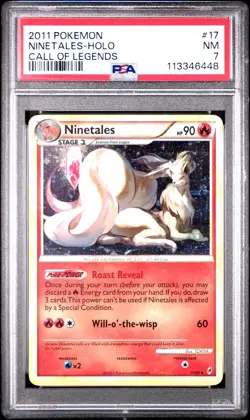 2011 POKEMON CALL OF LEGENDS NINETALES #17 HOLO PSA 7 NM #113346448 - Image 1