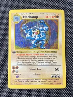 Shadowless Holo 8/102 LP/MP 1999 Pokemon Base Set Machamp 1st Edition - Image 1