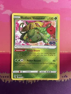 Pokemon Card Radiant Venusaur 004/078 Pokemon Go Holo Rare Near Mint - Image 1
